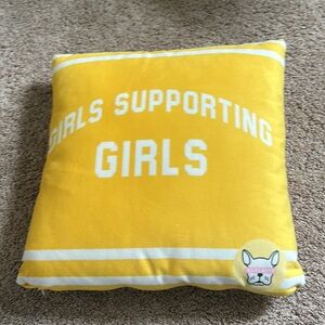 Girls supporting girls yellow pillow